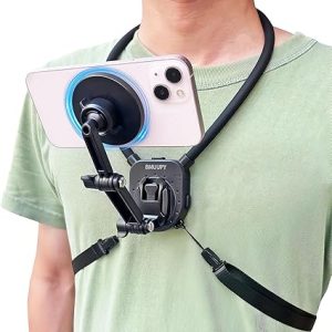 Magnetic POV/Vlog Phone Neck Mount Holder for iPhone 15/14/13/12 Pro Mini/Plus/Pro/Pro Max, Hand Free Chest Stand Video Recording for Mobile Phone Accessory